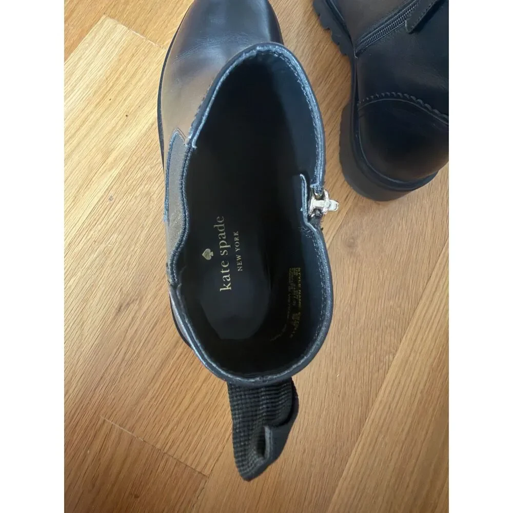 Kate Spade Estelle Lug Sole Chelsea Boot – Black Leather – Size 8B – NWOB
